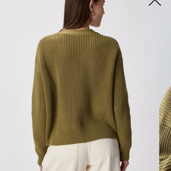 Quince Organic Cotton Fisherman Boxy Cropped Cardigan small NWT herb green - Picture 4 of 12